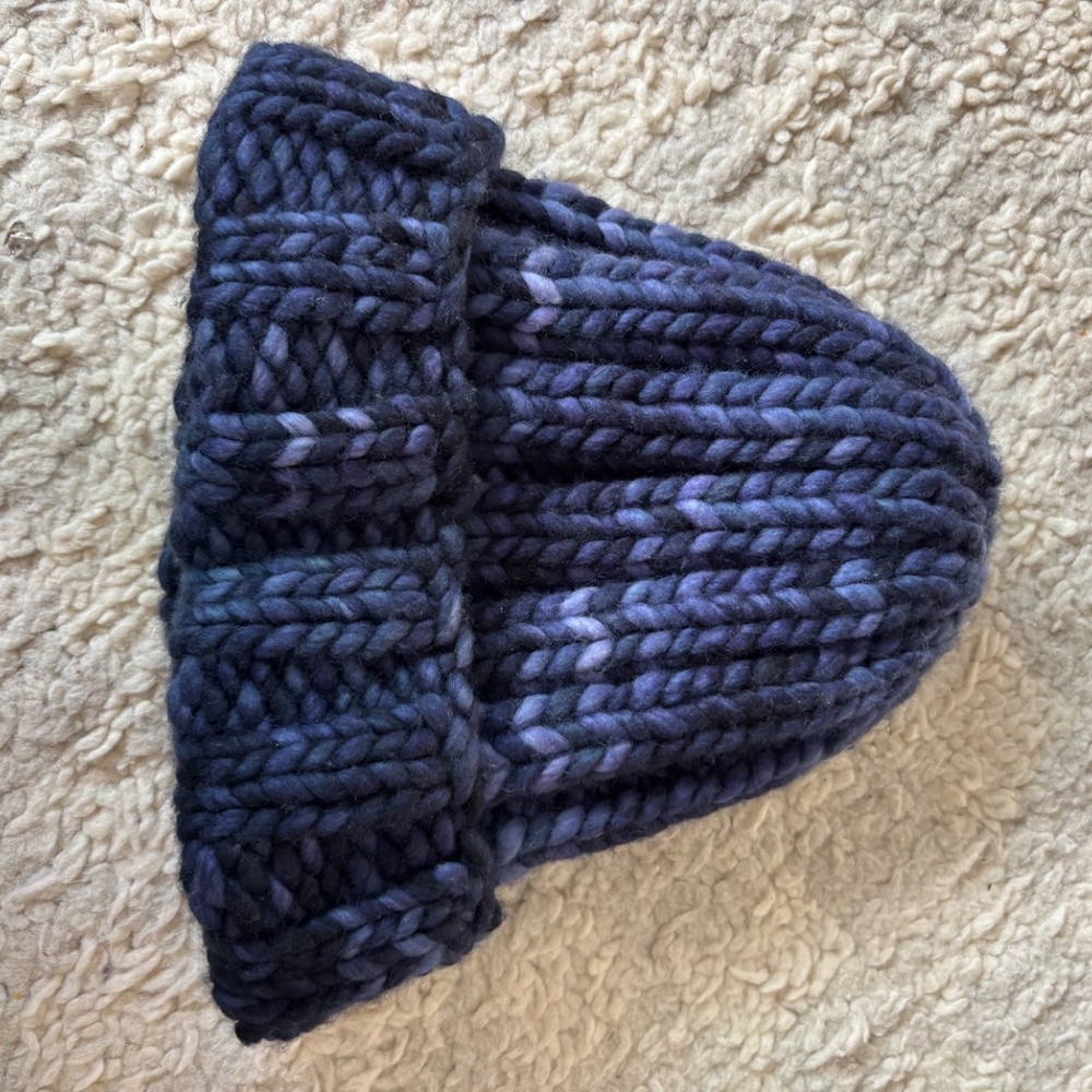 Clyde Chunky Knit Cap Hat Handmade Variated Indigo Beanie